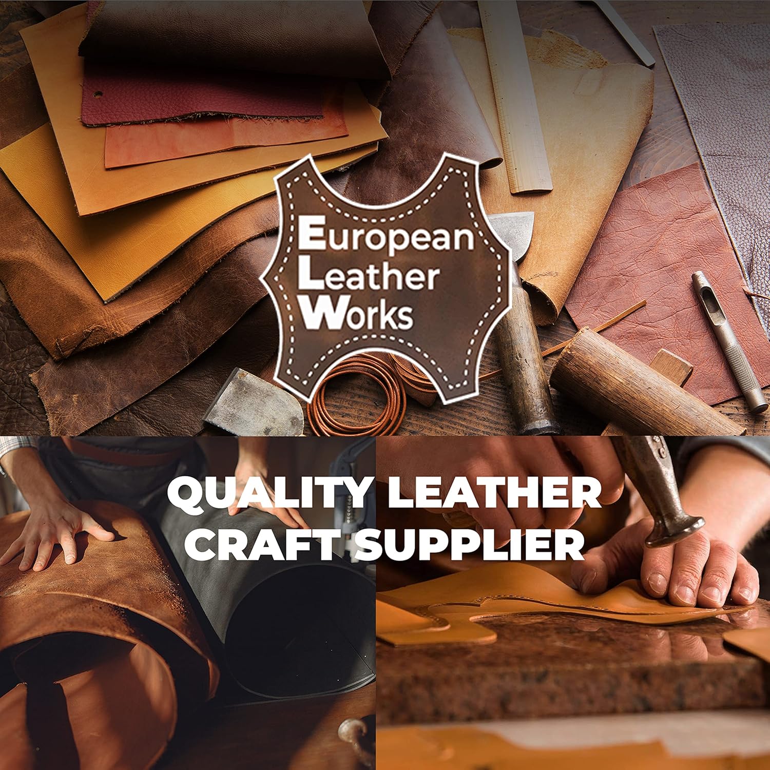 European Leather Work 9-10 oz. (3.6-4mm) Oil-Tanned Leather Scraps Size: 10 LB - Bourbon Brown Cowhide Full Grain Leather for Tooling, Accessories, Jewelry, Crafting, and DIY Projects