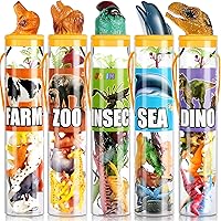 JOYIN 69PCS Realistic Small Animal Figures Toy Set with Sensory Bin - Jungle Zoo Farm Dino Ocean Playset for Kids 3-5 Easter Favors