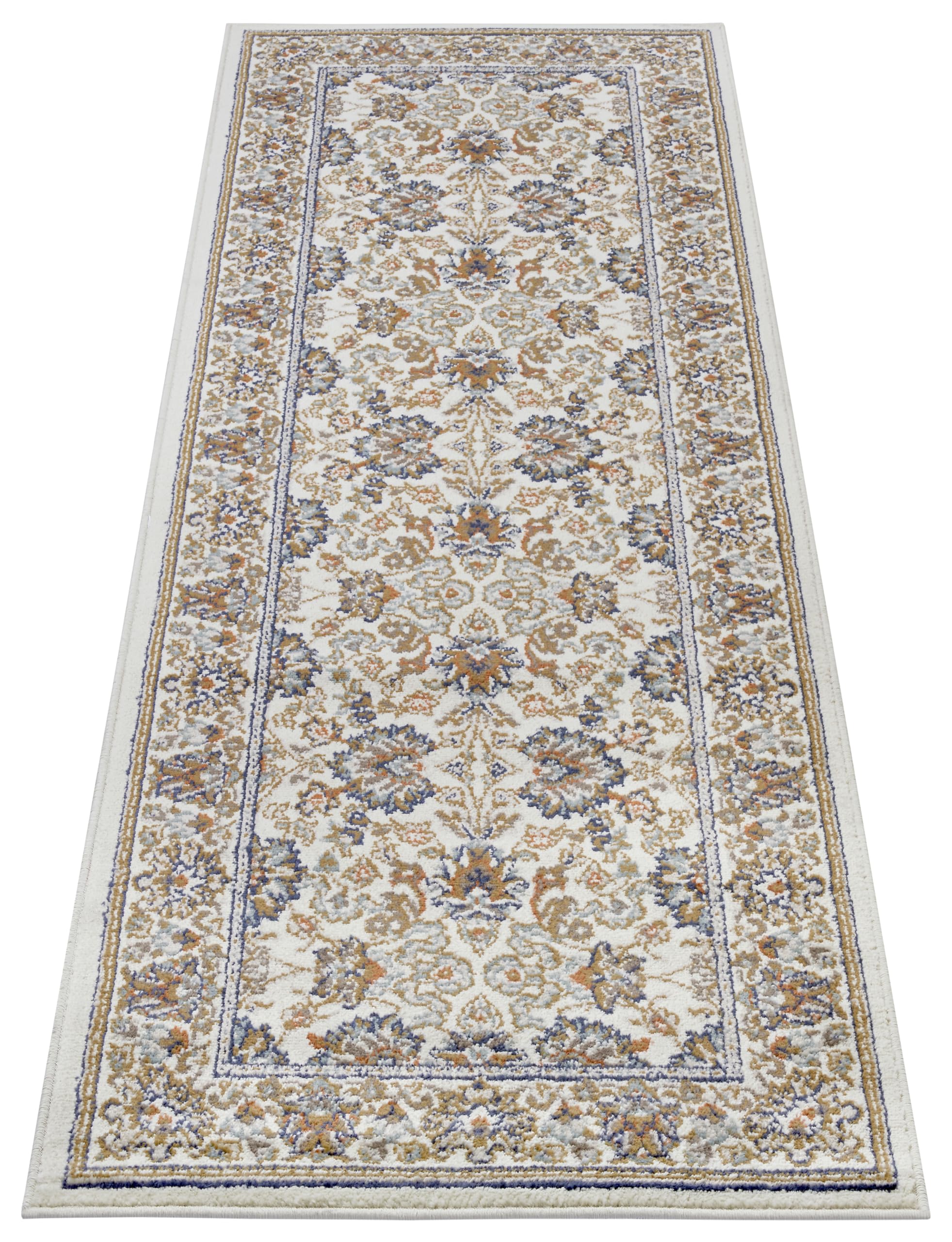 HANSE Home Saraceni Tapis Oriental Classique tissé serré avec Ornements et Motifs Floraux à Poils Courts Doux pour Chambre à Coucher, Salle à Manger, Salon, Couloir - Crème - 80 x 240 cm