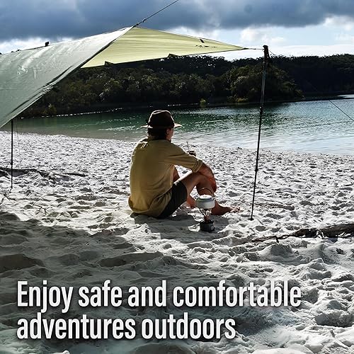 Miniatura 6 de Lona de campamento de 10 x 10 pies (9.8 x 9.8 ft) impermeable y ligera, para mochileros, refugio de hamaca, tienda de supervivencia de emergencia,