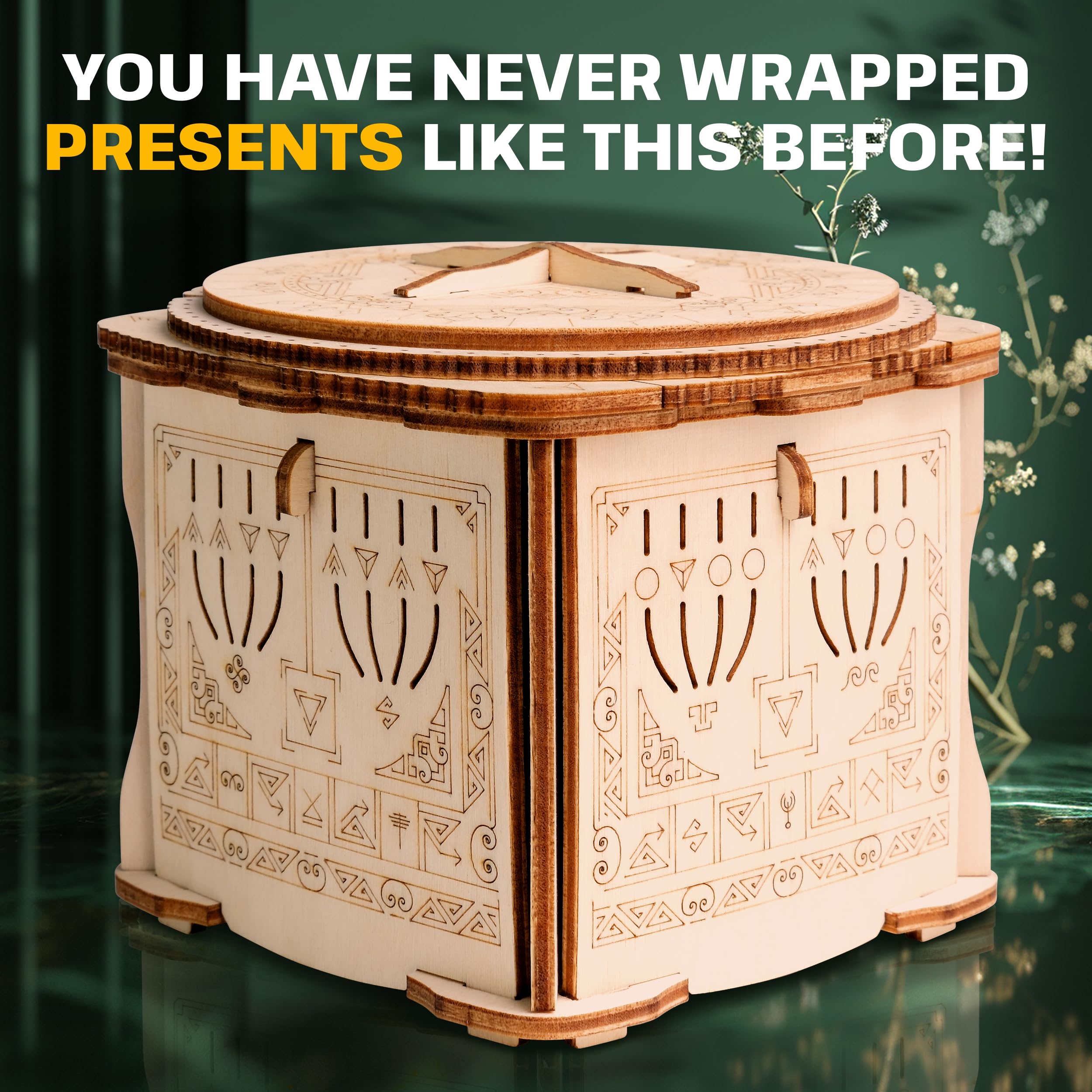 ESC WELT Wooden Secret Lock Box – kreatywne pudełko prezentowe na pieniądze, bony, karty podarunkowe – gra w drewniane pudełko 3D – puzzle prezentowe – pudełko prezentowe dla młodzieży i dorosłych –