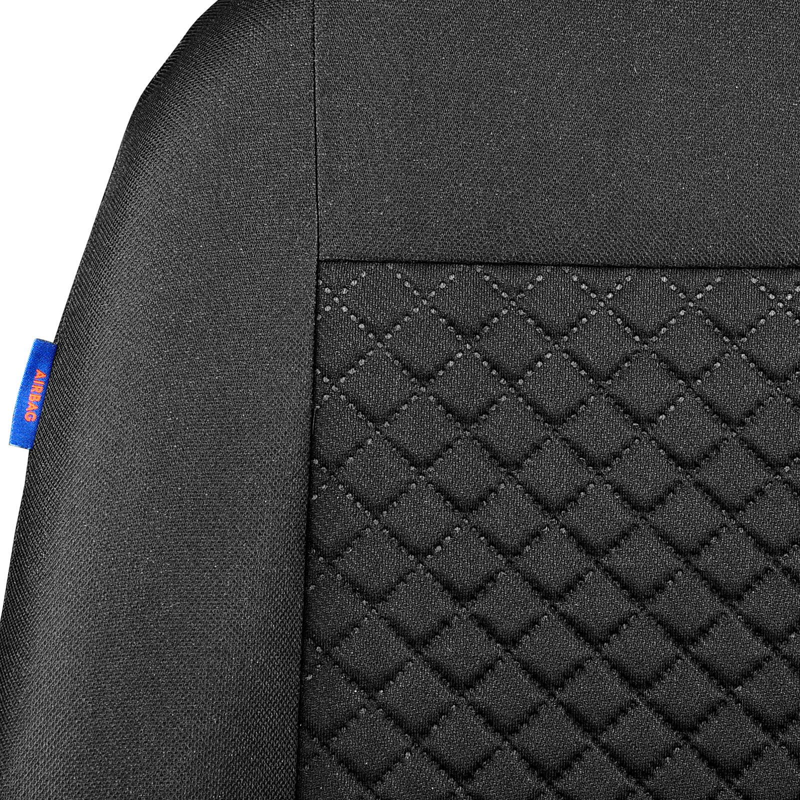 Kangoo Housses de siège avant – Pour conducteur et passager – Couleur Premium Noir Petit motif à carreaux