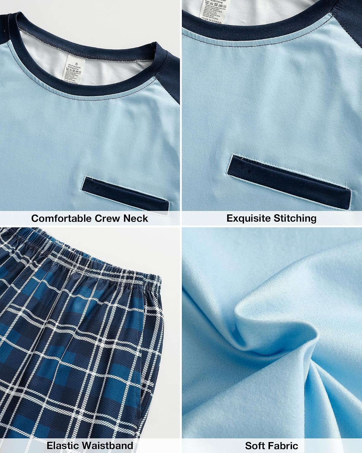 MyFav Mens Pajama Set Soft Summer Pjs Short Sleeves Shirts and Shorts Loungewear Sleep Sets