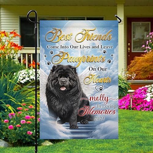 Miniatura 5 de Prezzy Chow Chow Dog - Bandera conmemorativa para jardín, regalos de condolencias por pérdida de recuerdo de mascotas, banderas decorativas de doble