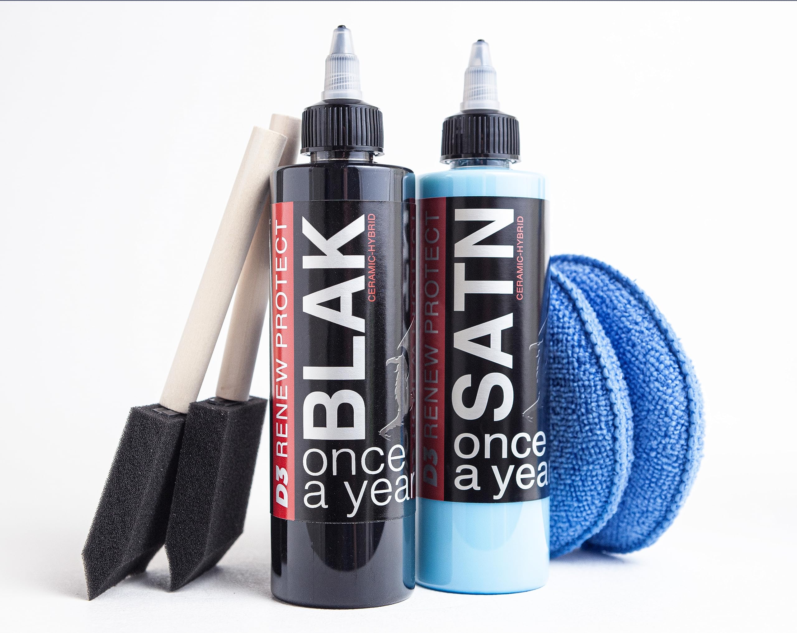 Photo 1 of Blak 8oz and SATN 8oz Kit - Ceramic-Hybrid Protectant and Tire Shine- Preservation Treatment - OEM Restorer - Fading Plastic, Cracking Vinyl, Tire Dry Rot. Dry-Seal Ceramic Coating Protectant
