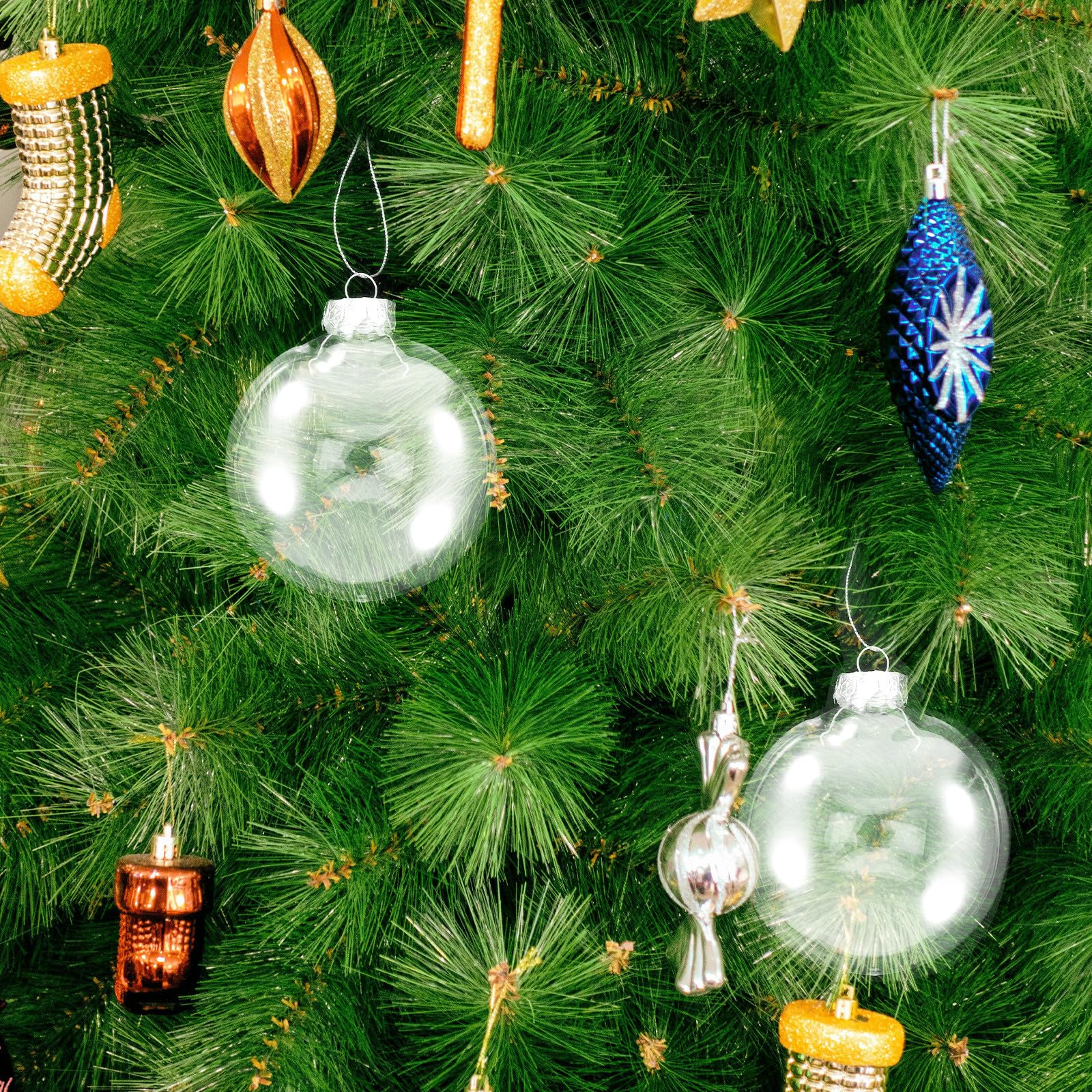 FRCOLOR 24 Piezas Bolas Navideñas Transparentes Rellenables de Plástico