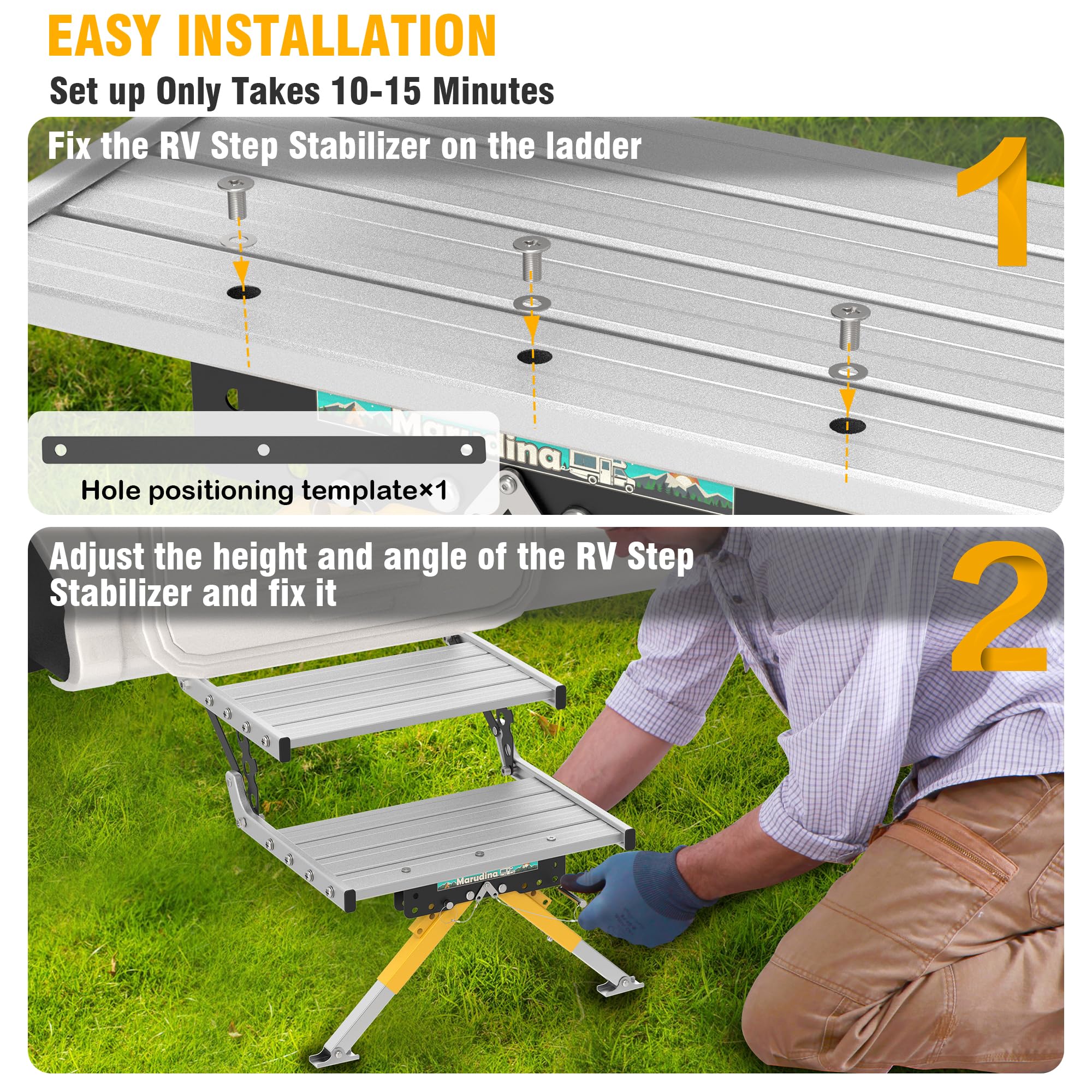 Marudina RV Step Stabilizer Kit For Travel Trailers/5th