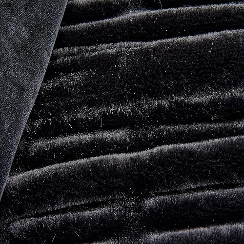 Miniatura 7 de Great Bay Home Manta mullida de piel sintética fruncida, color negro, ultra suave, reversible, manta gruesa para silla, sofá o cama, manta cálida y