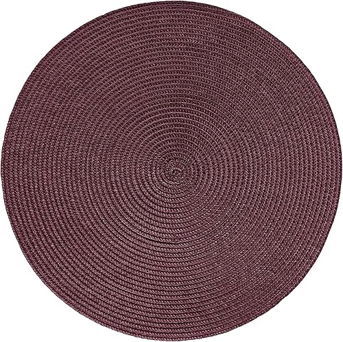 Miniatura 56 de HODJOY Mantel individual redondo tejido para interiores y exteriores, 15 pulgadas, juego de 6 unidades (aguamarina) Aqua,Negro,Verde lima,Azul