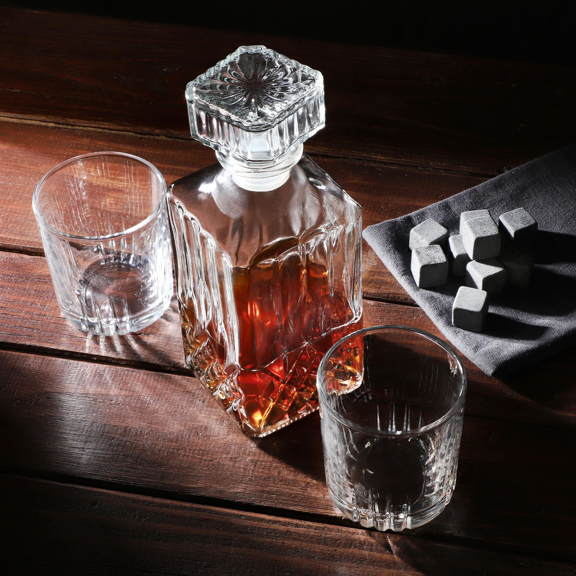 Decanter Per Whisky Elegante In Vetro - Design A Diamante, Capacità 0.8L - Foto 5