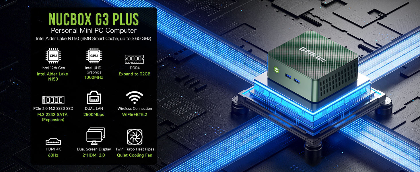 使用少 GMKtec G3 Plus 16GB 1TB N100 Win11 GMKtec G3 Plus Mini PC, Intel Twin Lake N150(upgraded N100) 16GB
