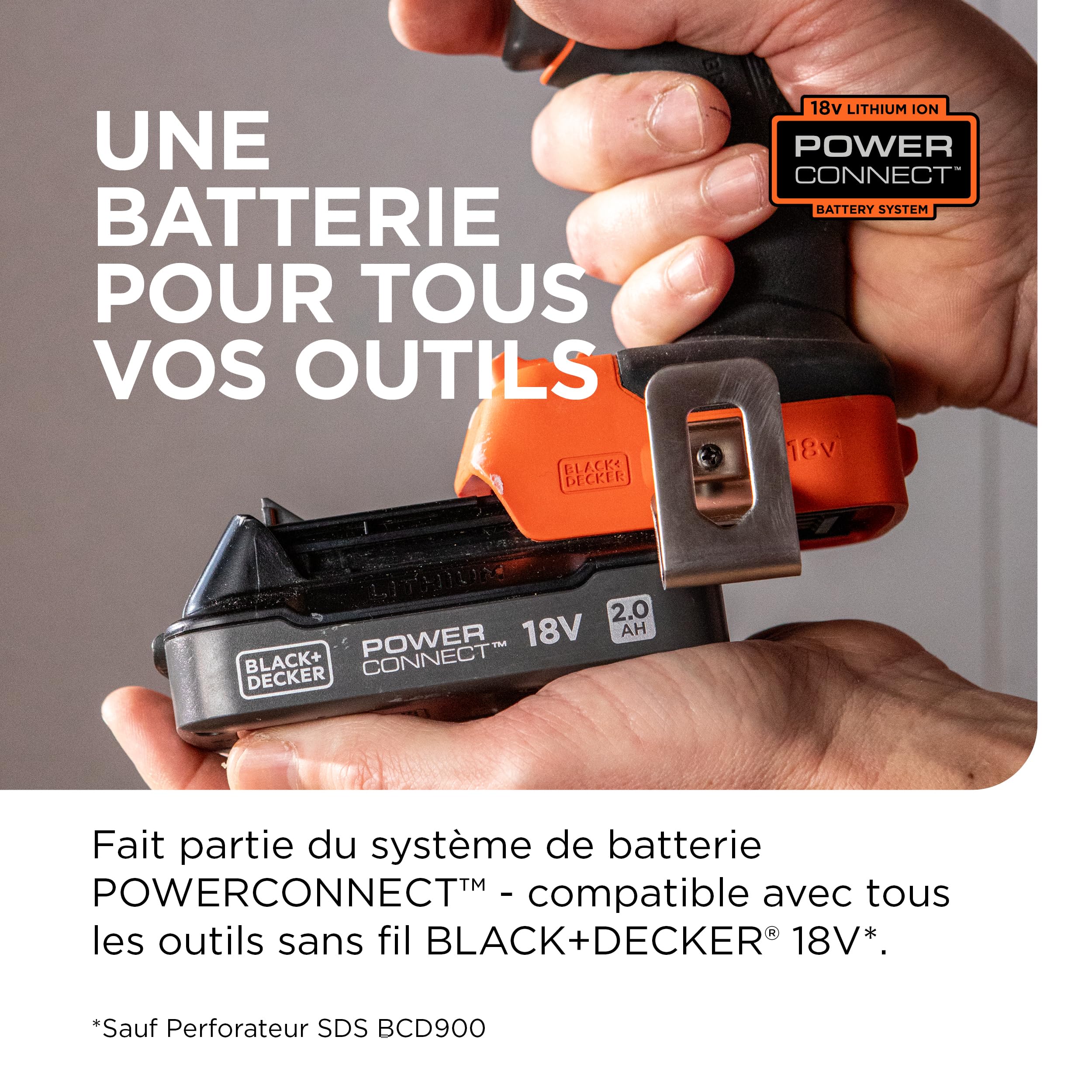 BLACK+DECKER Perceuse à percussion sans fil brushless 18V avec batterie 2,0Ah, chargeur, 50 accessoires et mallette de transport, BLD783D1KA-QW
