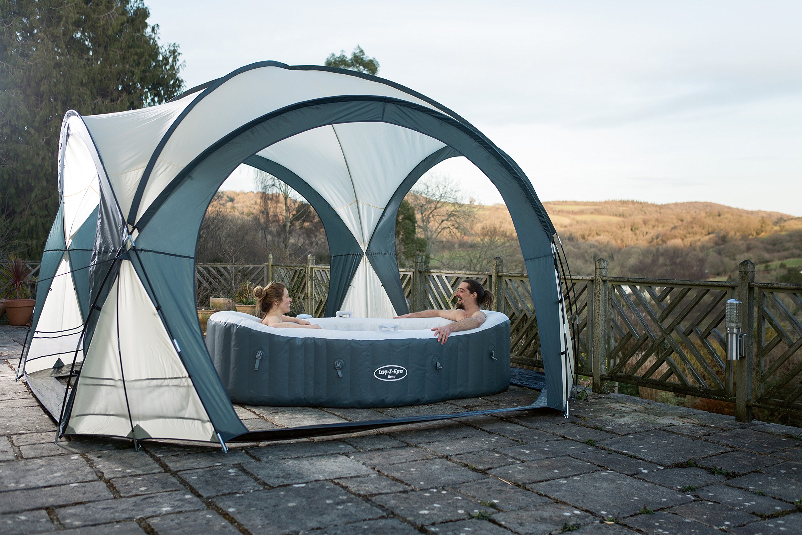 Bestway Lay-Z-Spa Pavillon, weiß-grau, 390 x 390 x 255 cm, 58460-05