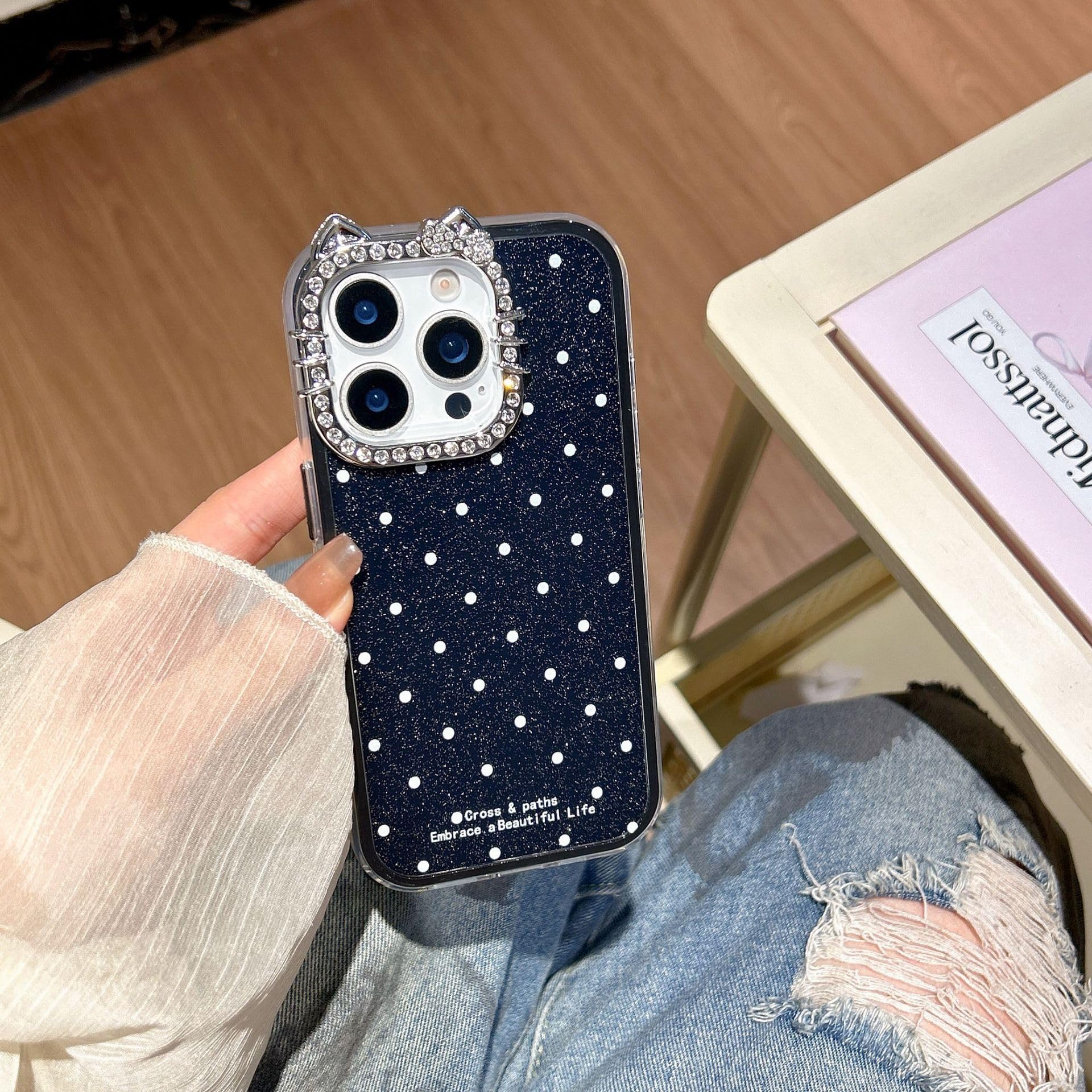 Amazon.co.jp: iPhone 14Pro 用 ケース キラキラ ラメ 水玉模様