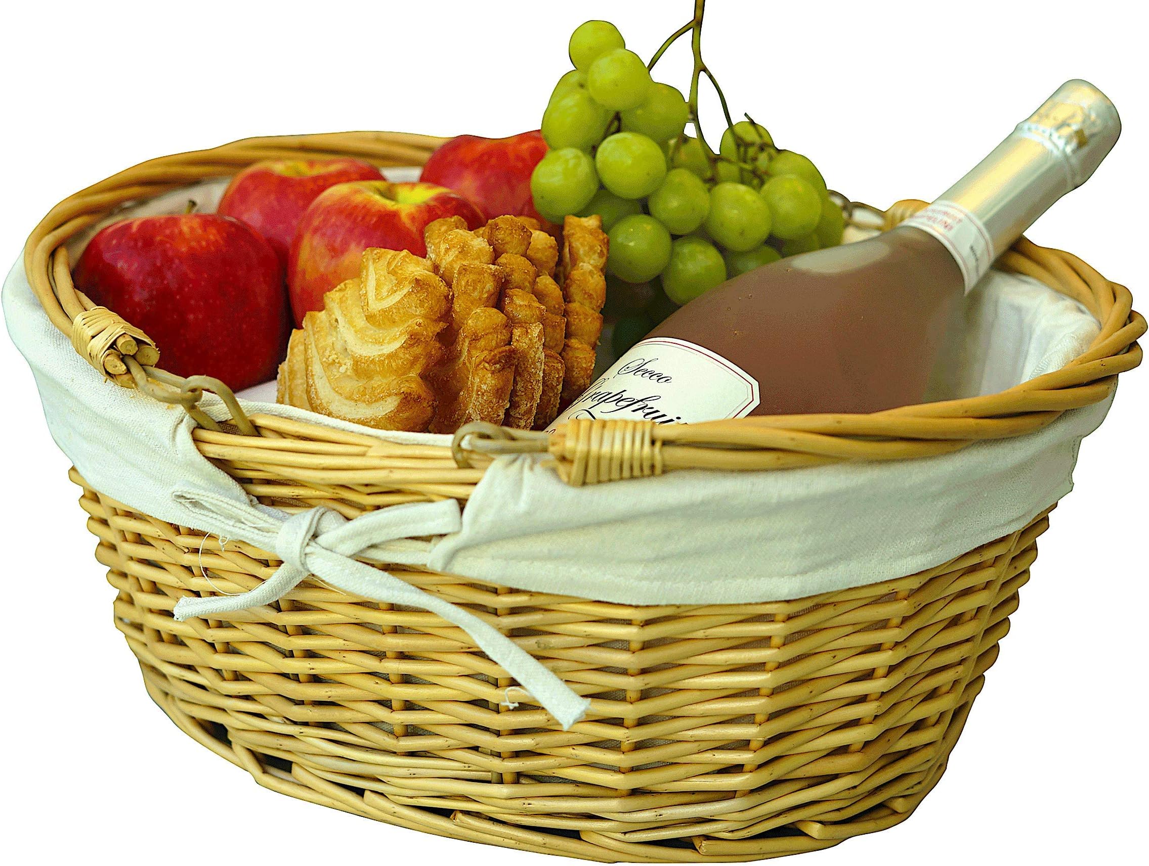 Wicker Picnic Baskets | Little Red Riding Hood Basket for Kids | Hand Woven Wicker Great for Easter Basket | Storage of Plastic Cheap Easter Eggs Candy Gift Wedding Baskets (White)