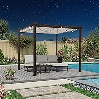 Vista 14 de PURPLE LEAF Pérgola Retráctil para Exteriores de 10' X 12' con Toldo de Sombra Solar Cubierta Blanca Refugio de Metal para Patio Jardín Porche Patio