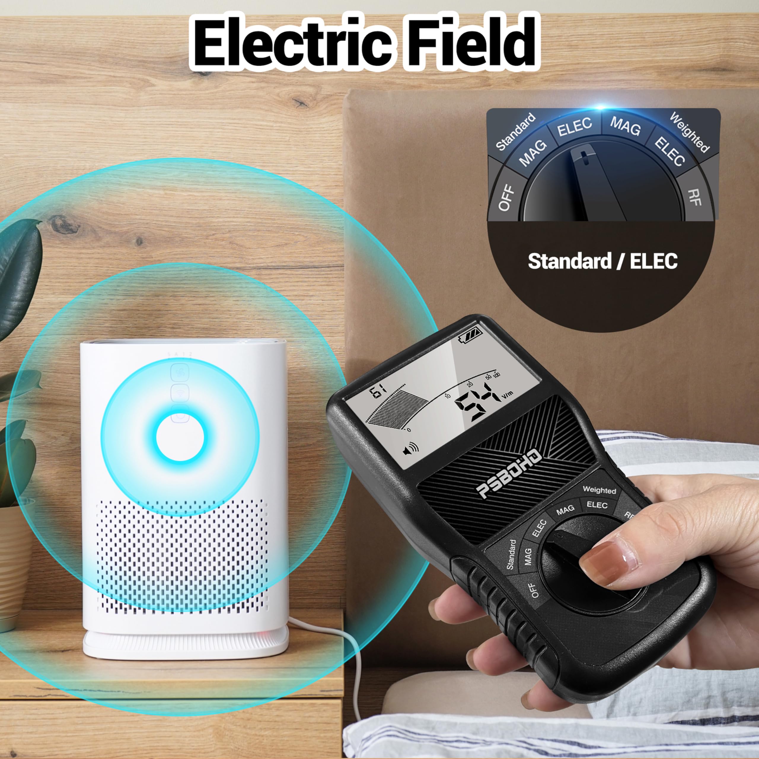 Probador EMF 3 en 1 para campo eléctrico (EF), campo magnético (MF), detección de radiofrecuencia (RF), probador de radiación EMF para el hogar, oficina, exterior, caza de fantasmas