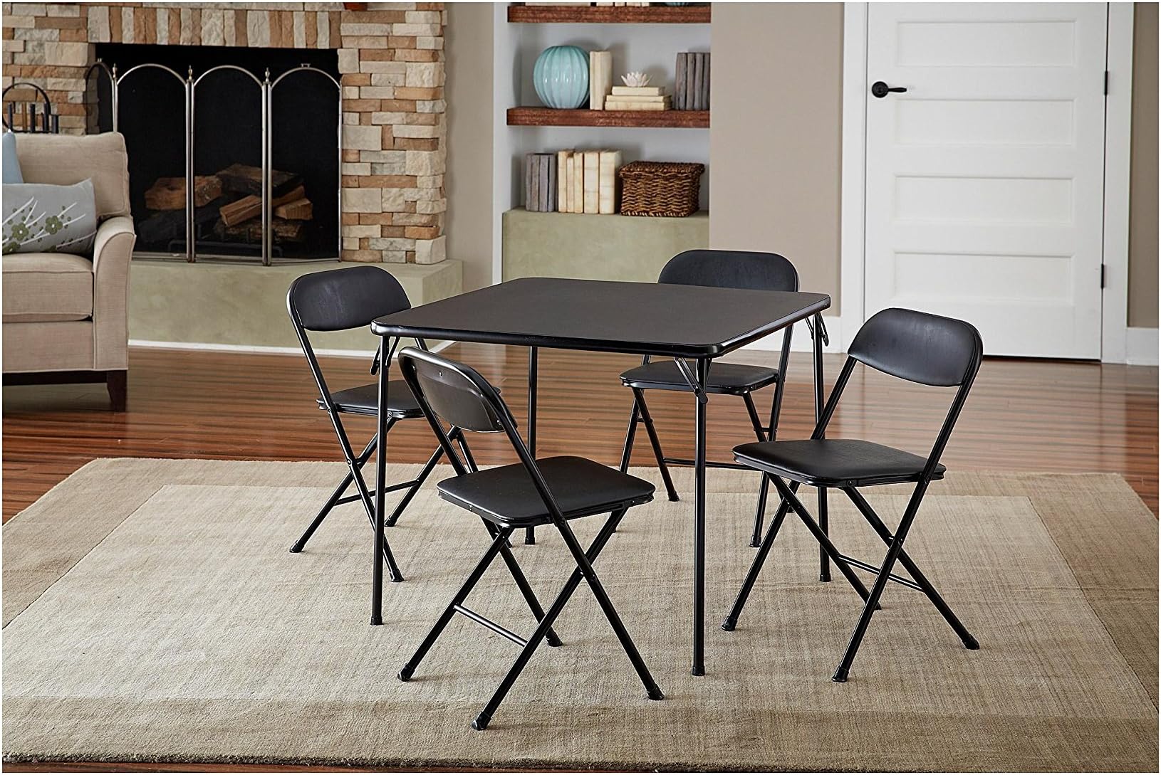 Cosco 5-Piece Card Table Set, Black