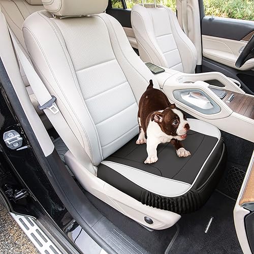 Miniatura 2 de FH Group Cojín de asiento delantero de automóvil, duradero, de piel sintética blanca, protege asiento inferior, funda de asiento resistente al agua,