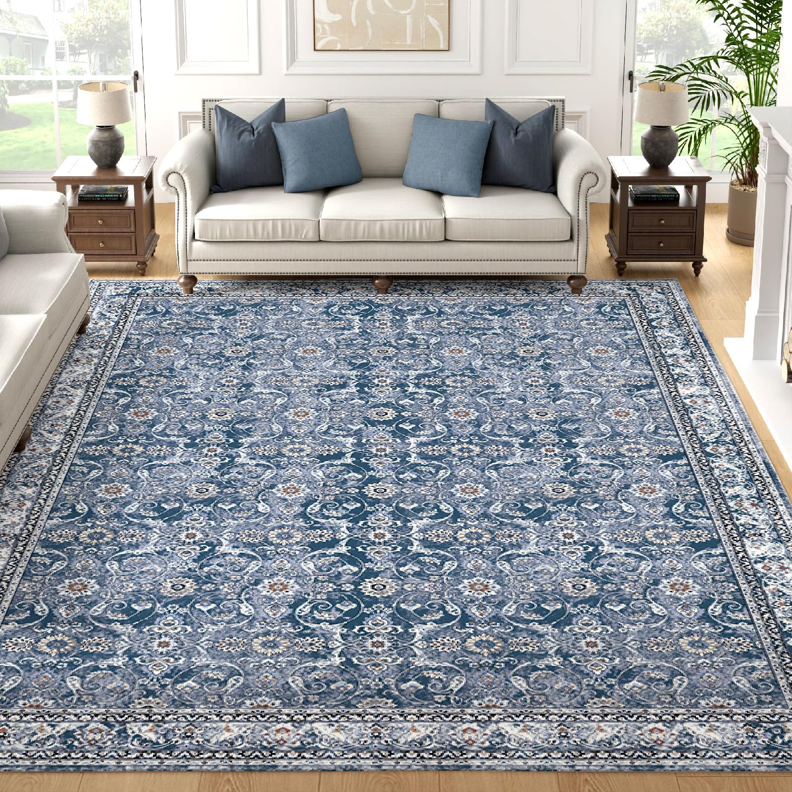 Amazon.com: Lahome Washable Rugs 8x10 Blue Living Room Rugs 8x10,Soft ...