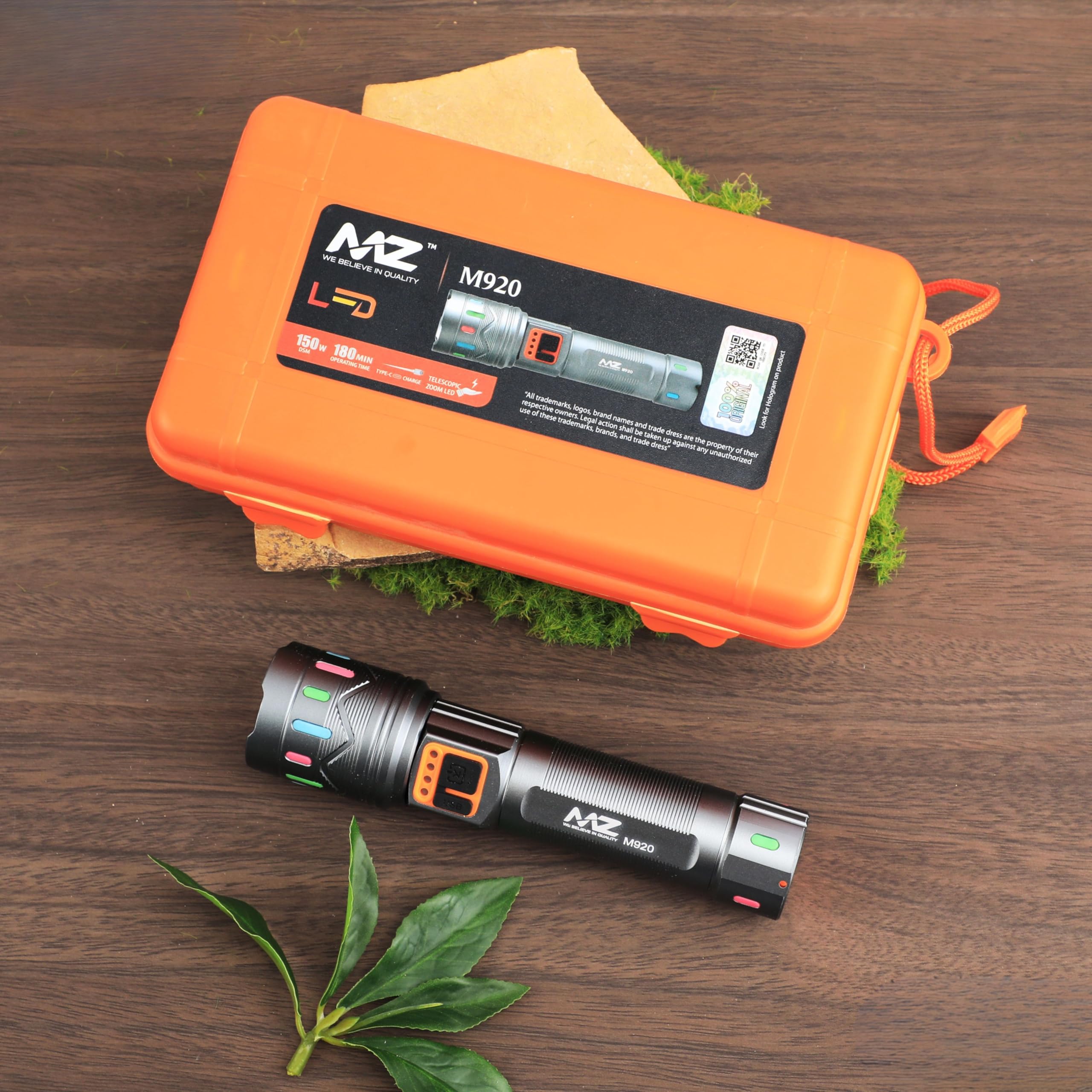 MZ M920 (Rechargeable LED Metal Torch) Zoomable 150W with 3 Modes