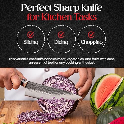 Miniatura 27 de YOKASHI Cuchillo de pelar de 5 pulgadas, cuchillo japonés de 67 capas de acero de damasco, mango completo VG-10, cuchillo de cocina para cortar