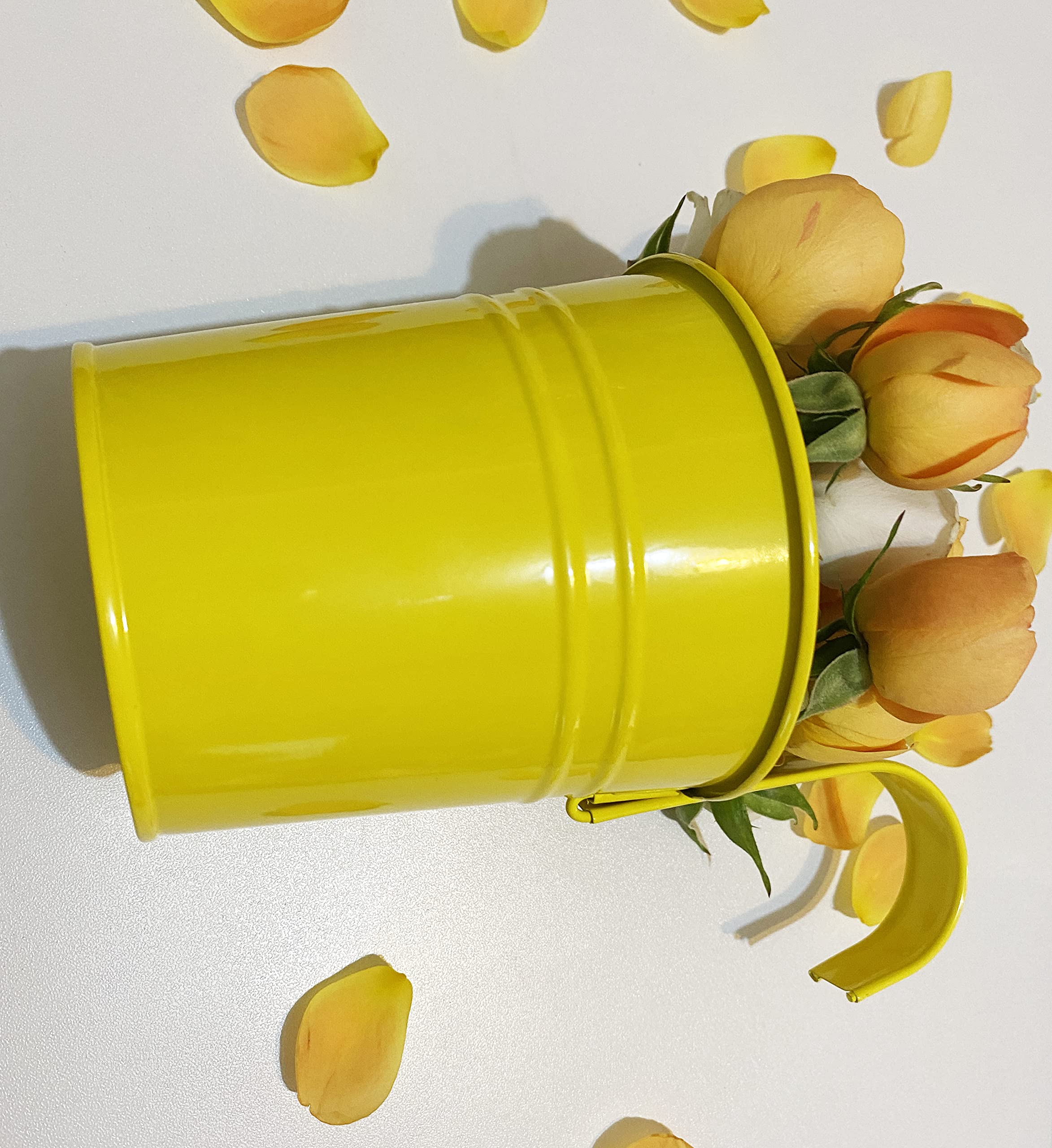 4 Vasi Da Fiori In Metallo Da Appendere Con Gancio, Colori Rosa, Viola, Verde, Giallo, Con Foro Di Drenaggio, Per Balcone E Recinzione