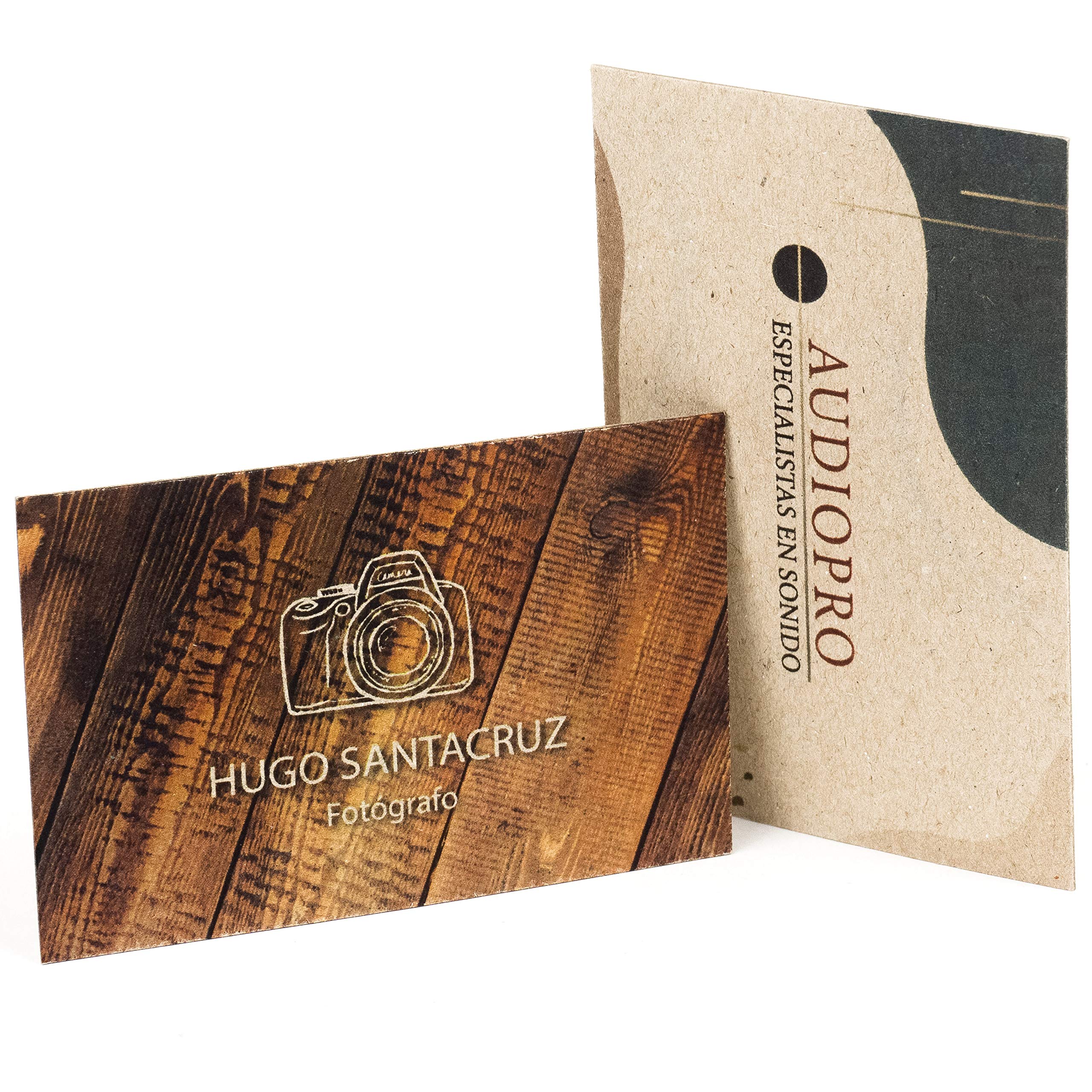 250 Tarjetas de visita personalizadas impresas doble cara, premium, cartón reciclado grueso 450 g, papel kraft premium, vintage y originales, 55x85 mm
