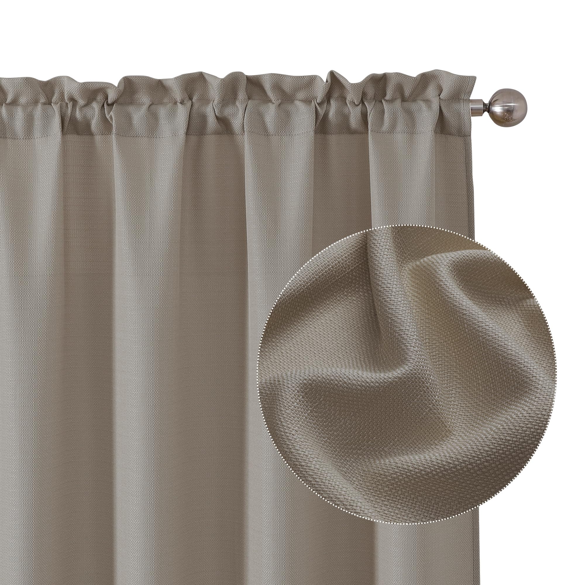 Chyhomenyc Stone Beige Curtains 90 Inch Length 2 Panels Set, Faux Linen Textured Semi Sheer Light Filtering Soft Airy Privacy Farmhouse Curtain Drapes