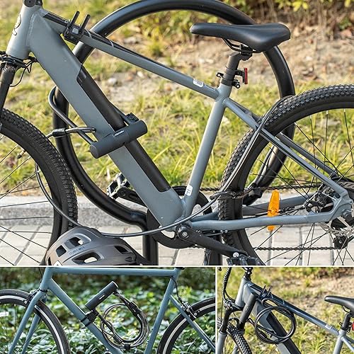 Miniatura 6 de Via Velo Candado en U para bicicleta con cable  Cerradura clásica en U resistente antirrobo de 0.59 pulgadas en el interior de 9.25 x 4.5 pulgadas,