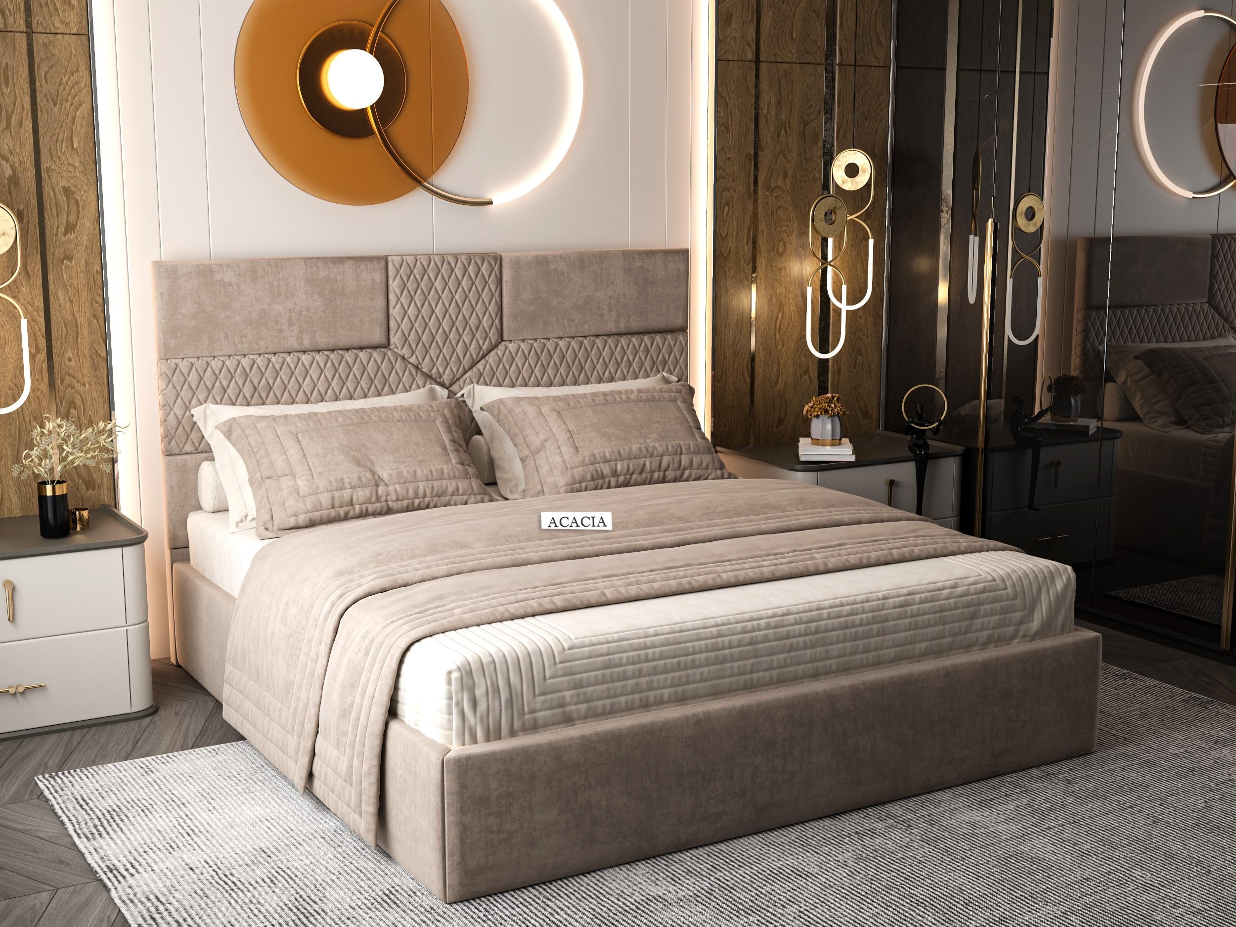 Acacia Modern Upholstered King Size Bed with Box Storage for Bedroom | Wooden Double Bed with Storage | Platform Cot Bed with Upholstery Premium Fabric | 6.5 x 6 Ft | Sheesham Wood | Mocha Brown-image-44