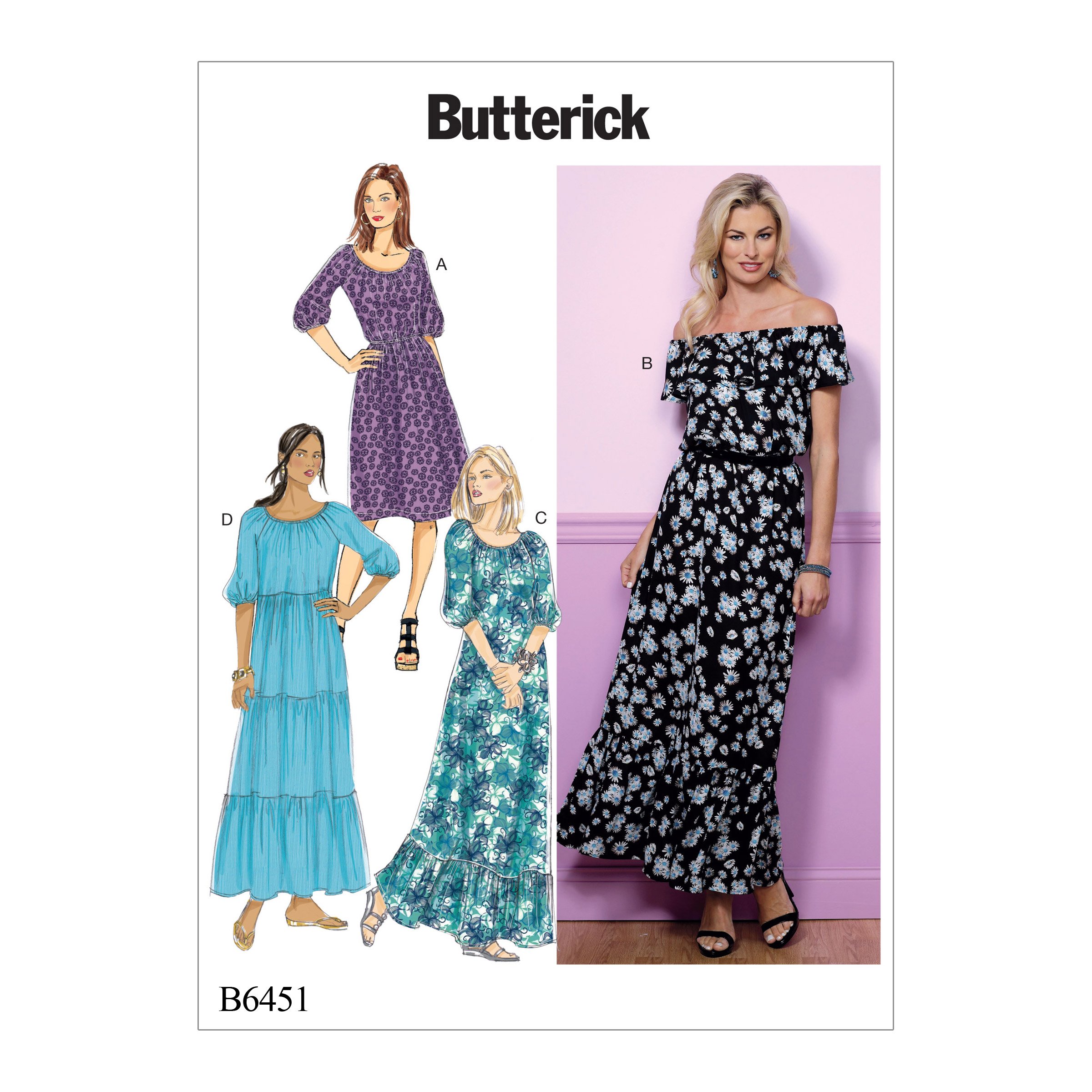 Butterick Patterns 6451 Y,Misses Dress,Sizes XSM-MED, Multicoloured