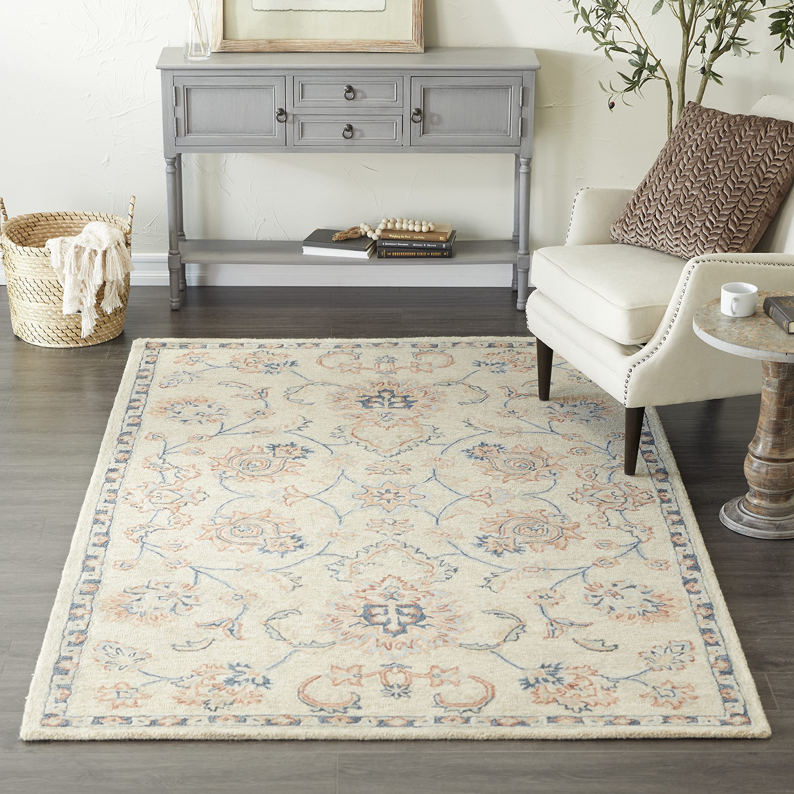 Deco 79 Wool Floral Handmade Area Rug, 8'x10', Rust