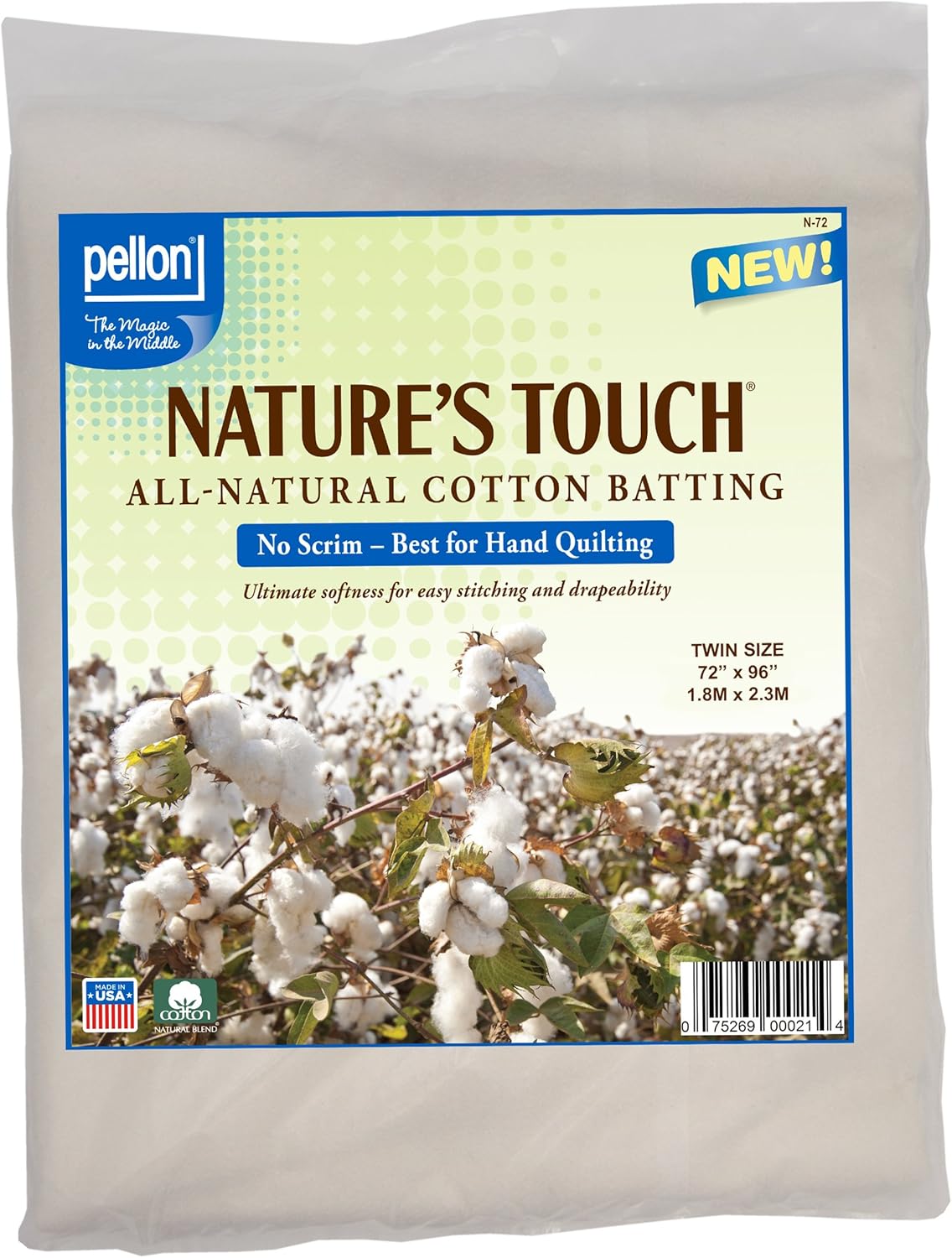 Pellon® N72 Nature’s Touch® 100 Natural Cotton Batting