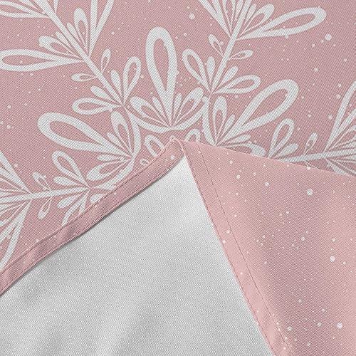 Miniatura 7 de Mantel redondo de Navidad con diseño de copo de nieve rosa de 54 pulgadas, protector de tela impermeable, mantel de Navidad con copos de nieve de