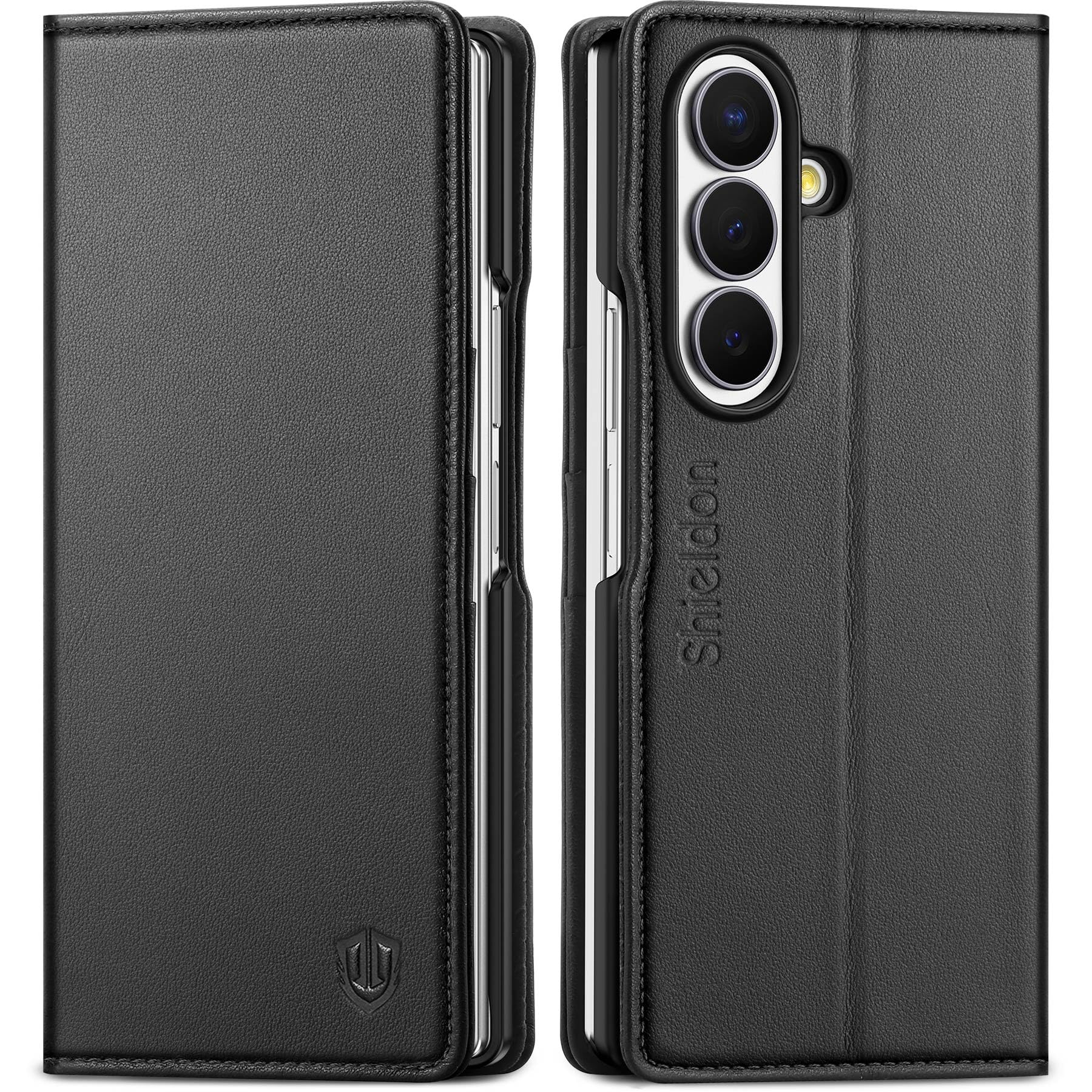 SHIELDON Echtleder Hülle für Galaxy Z Fold 8 Ultra 8,0" 2026 5G, Schwarz