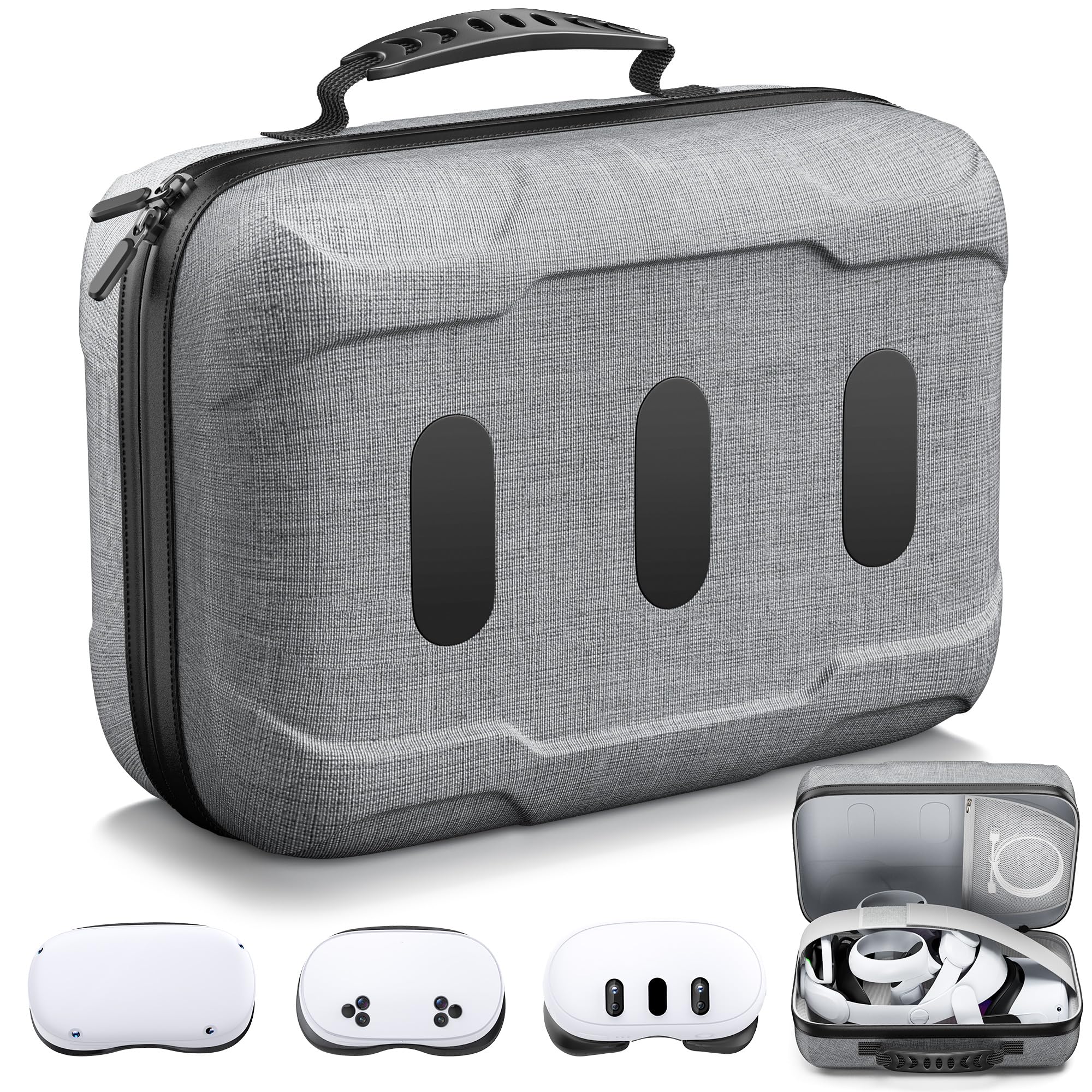 Hard Carrying Case for Meta Quest 3 3S 2 Vision Pro Elite Strap Large Travel and Home Storage