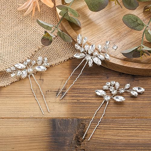Miniatura 2 de Juego de 6 pinzas para el cabello de novia para boda, flores decorativas, para mujeres y niñas, accesorios de joyería para el cabello con diamantes