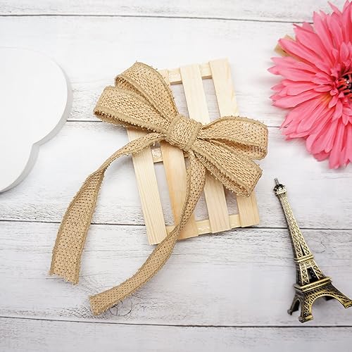 Miniatura 7 de CT CRAFT LLC Cinta de arpillera con alambre 15 x 20 yardas natural Navidad decoración del hogar envoltura de regalos lazo para decoración del árbol