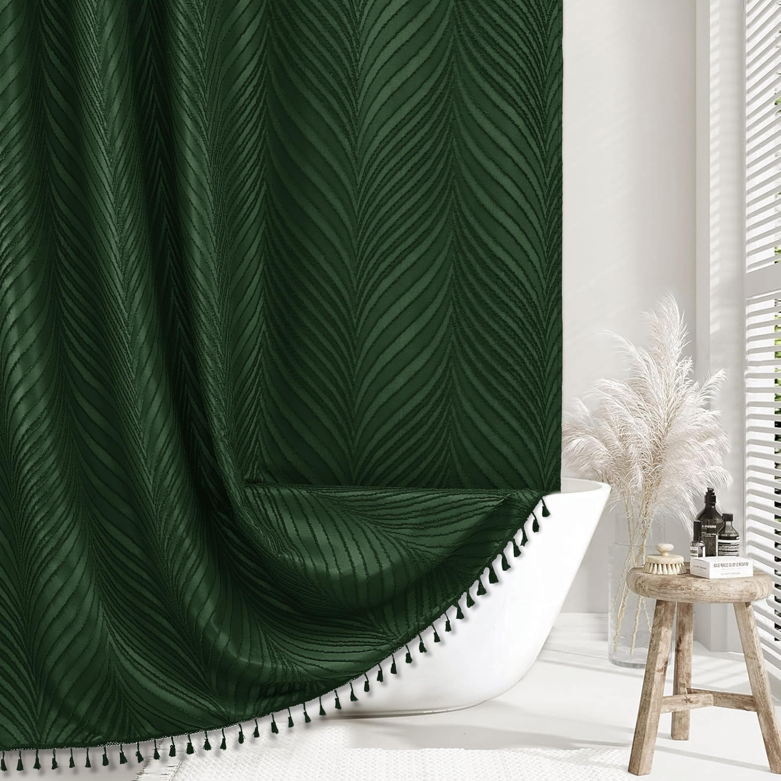 Siiluminisoy Boho Tufted Shower Curtain
