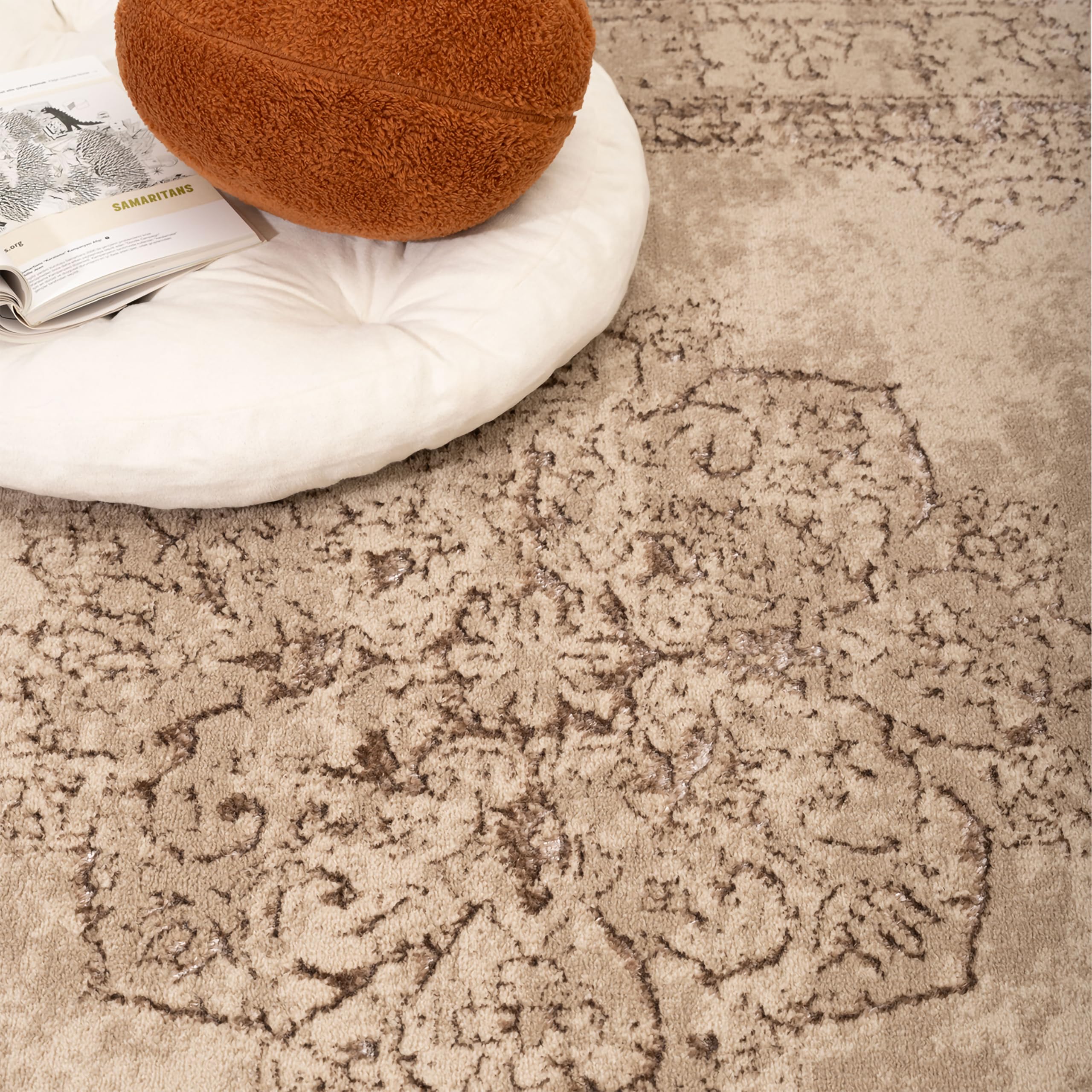 Paco Home Teppich Wohnzimmer Schlafzimmer Kurzflor Vintage Orientalisch Abstraktes Muster Modern Beige, Grösse:240x340 cm