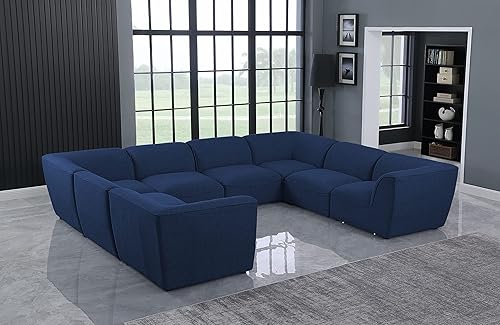 Miniatura 2 de Meridian Furniture 683Navy-Sec8A Colección Miramar Moderna | Seccional modular tapizado con textura de lino contemporáneo, azul marino, 142 pulgadas
