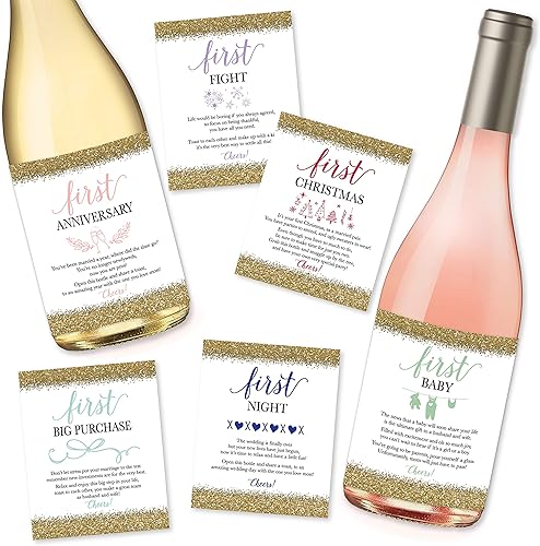 Miniatura 1 de Hadley Designs Regalo de 6 hitos de boda, etiquetas de botellas de vino o cubiertas adhesivas, regalo de fiesta de compromiso de despedida de