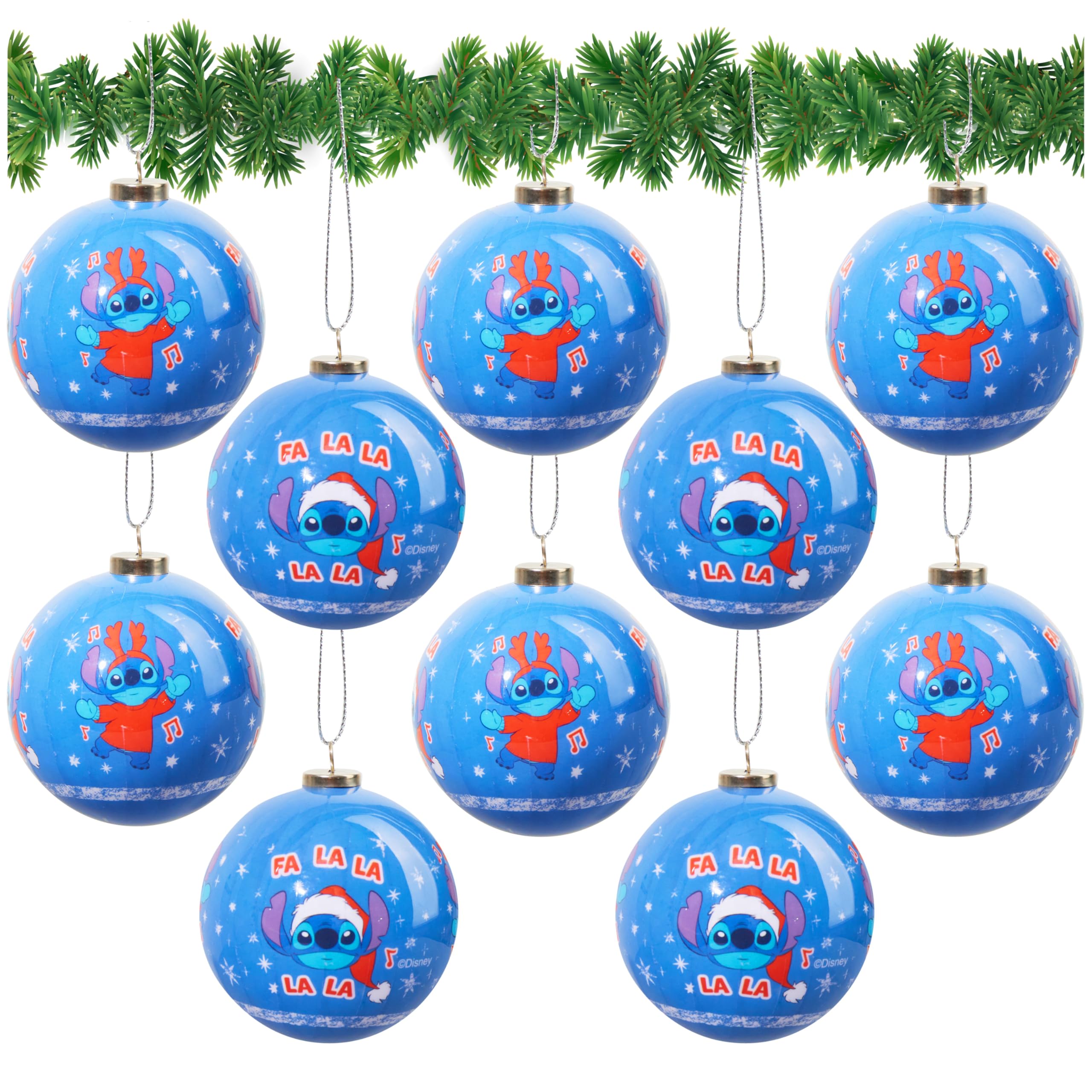 Disney Stitch Bolas de Navidad, Accesorios Arbol de Navidad, Pack de 10