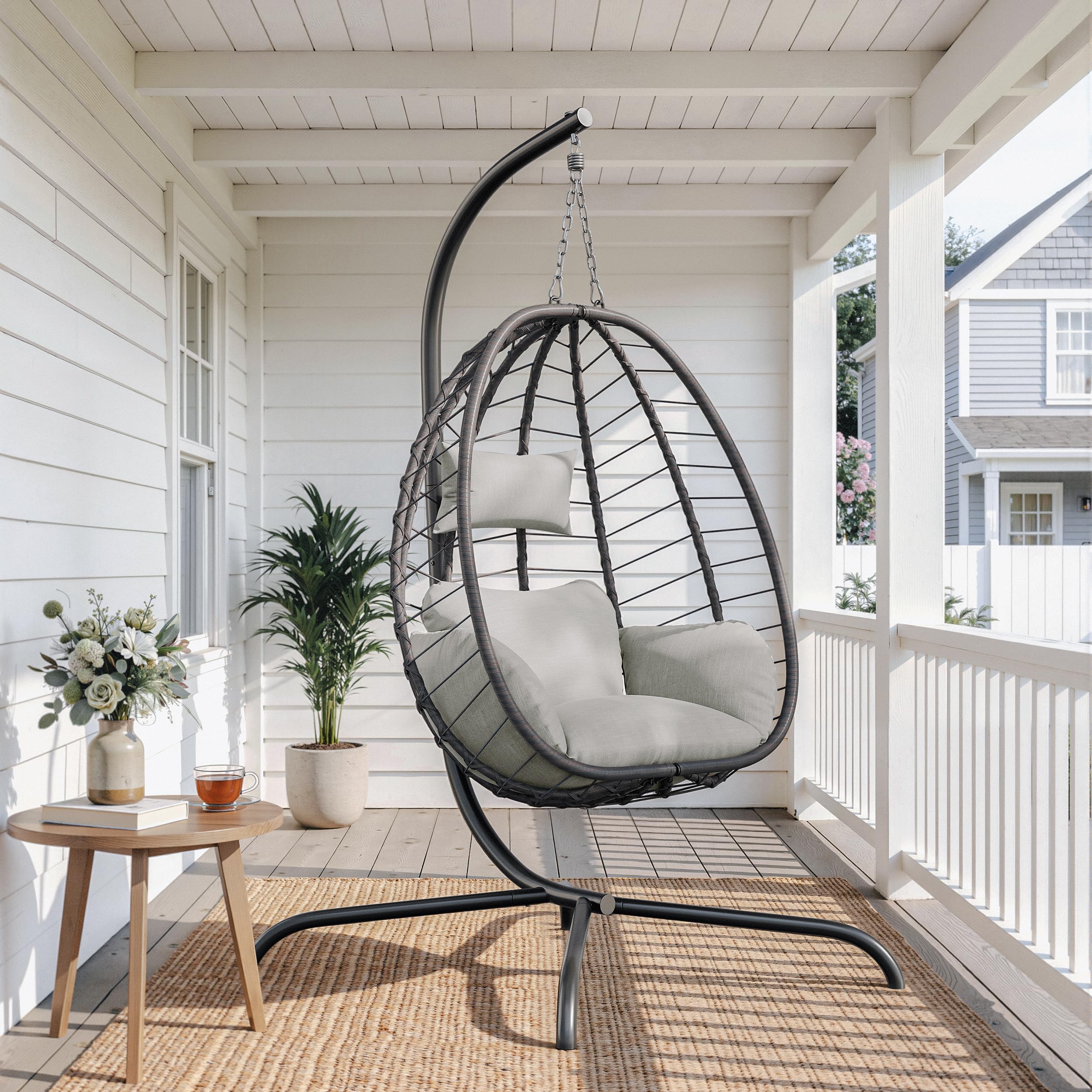 ALAULM Foldable Egg Chair with Stand