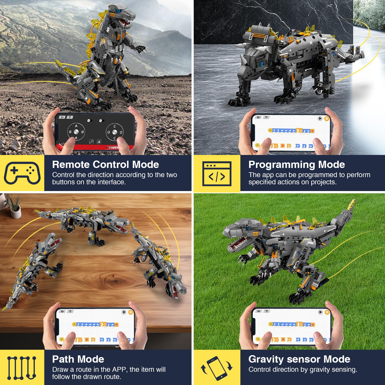 Sunrad 5 en 1 Technic Remote Controlled Construction Toy with App & Remote Control Technic Robot Dinosaur Construction Kits 935 Pieces, Robot Children for Boys, RC Toy Gift for Children from 8-14+