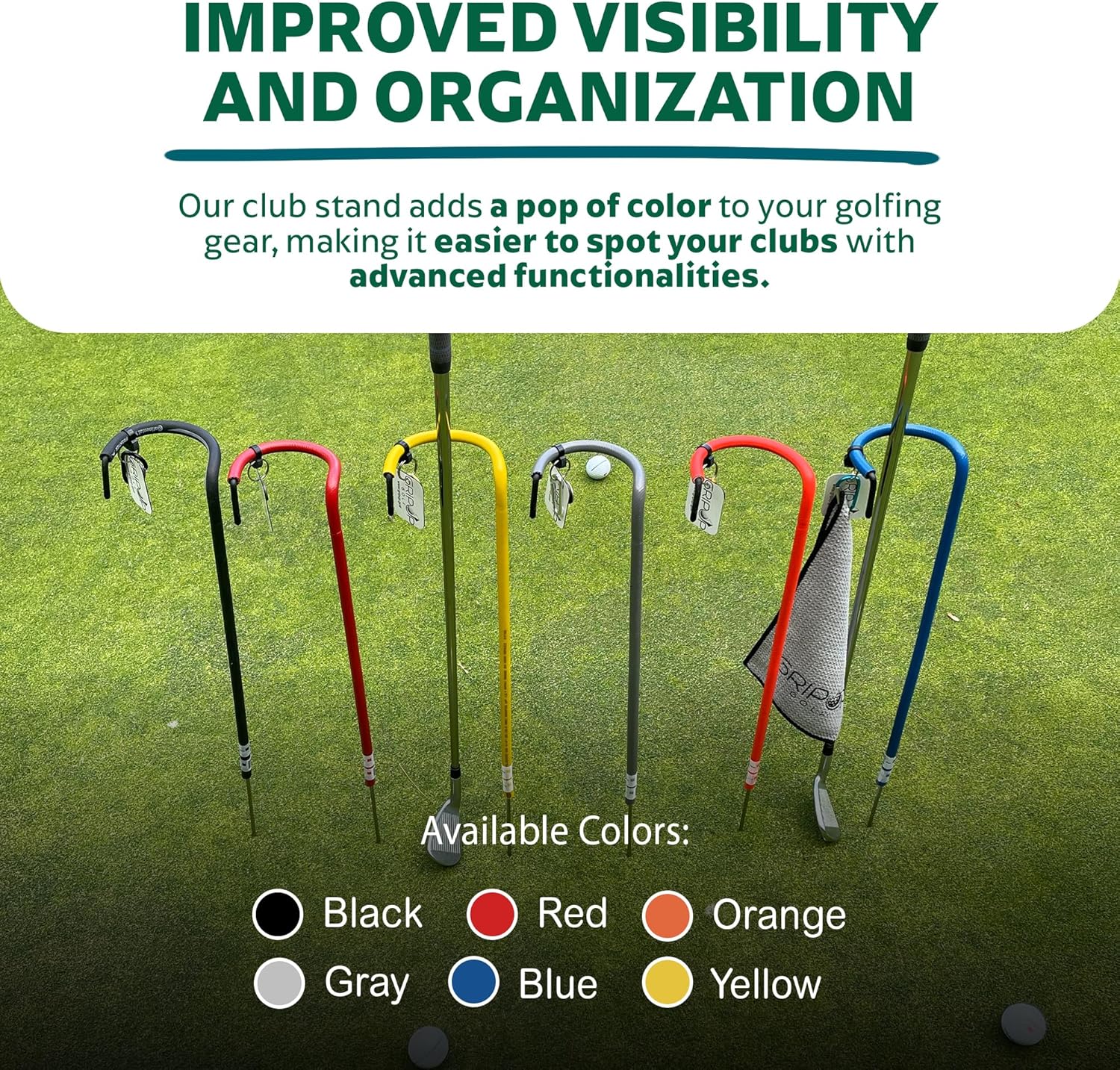 Golf Club Stand CS 2.0, Golf Club Stand with Hook, Carabiner and Magnetic Slot, and More, Durable and Rust-Resistant Golf Club Bag Accessories, 3/16” Diameter, 27" L x 4" W x 27" H