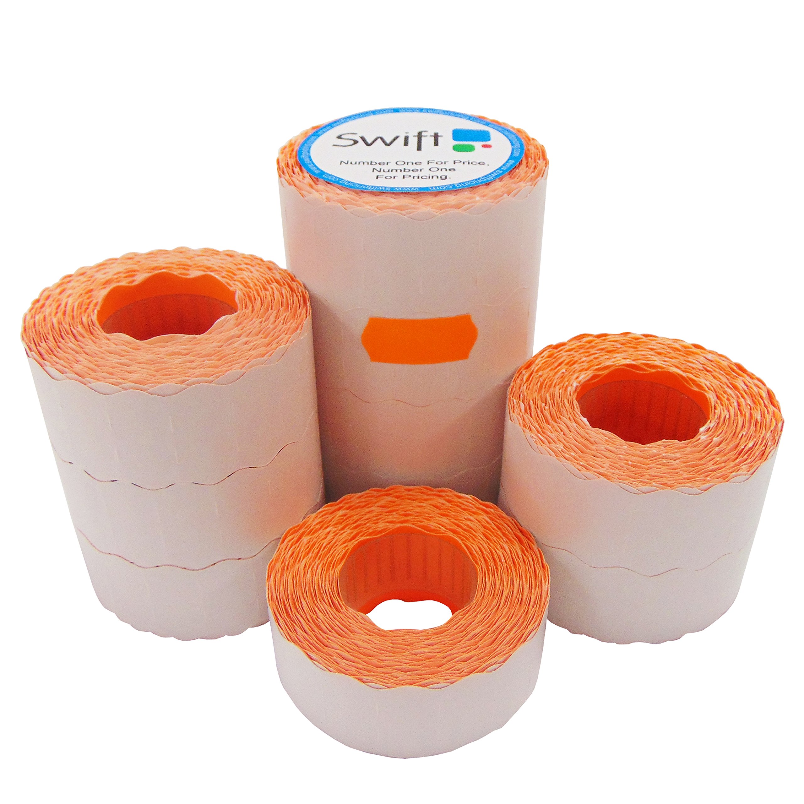 Swift 26 x 12 mm Price Gun Labels Orange 30 Rolls 30,000 Stickers CT4 Wavy Edge Pricemarking Tags Fits Many Pricing Labellers