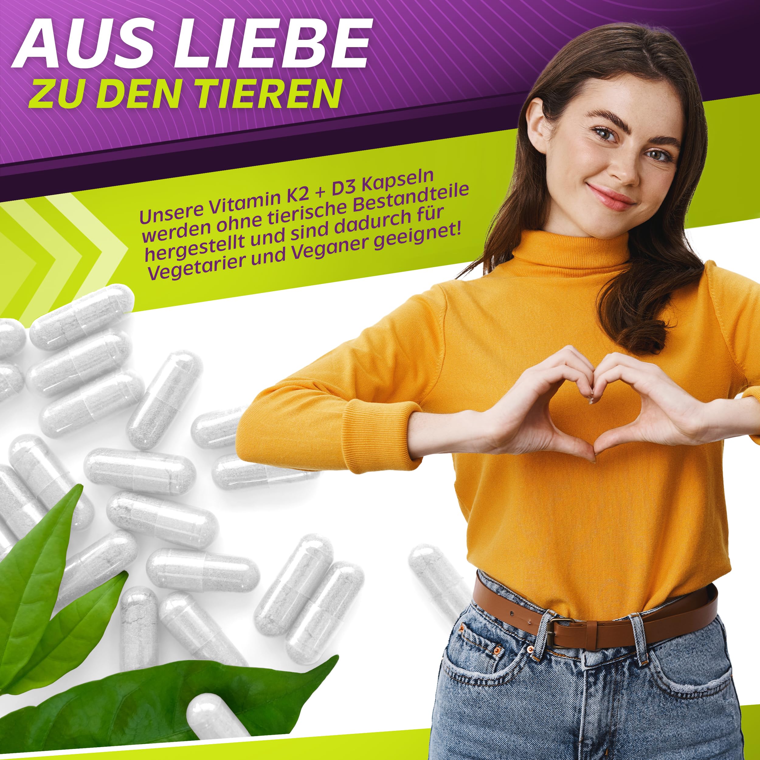 Vita2You Vitamin D3 + K2-180 Kapseln - Vitamin D3 10.000 IE + Vitamin K2 (MK-7) 200µg - Original K2VITAL® von Kappa - Premium Qualität