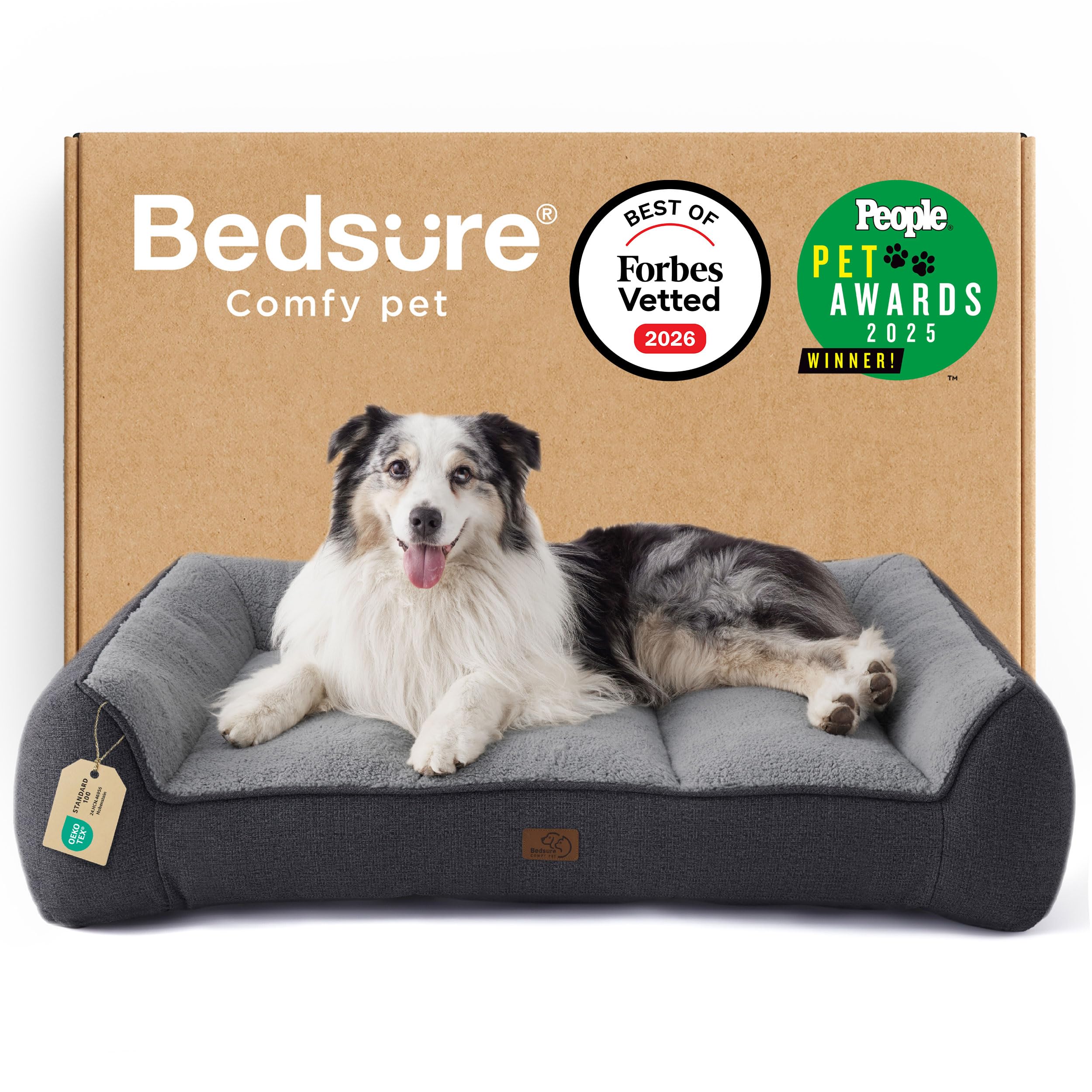 Bedsure XL Orthopedic Dog Beds Large - 106x76cm Extra Thick Supportive Dogs Sofa with Waterproof Washable Cover